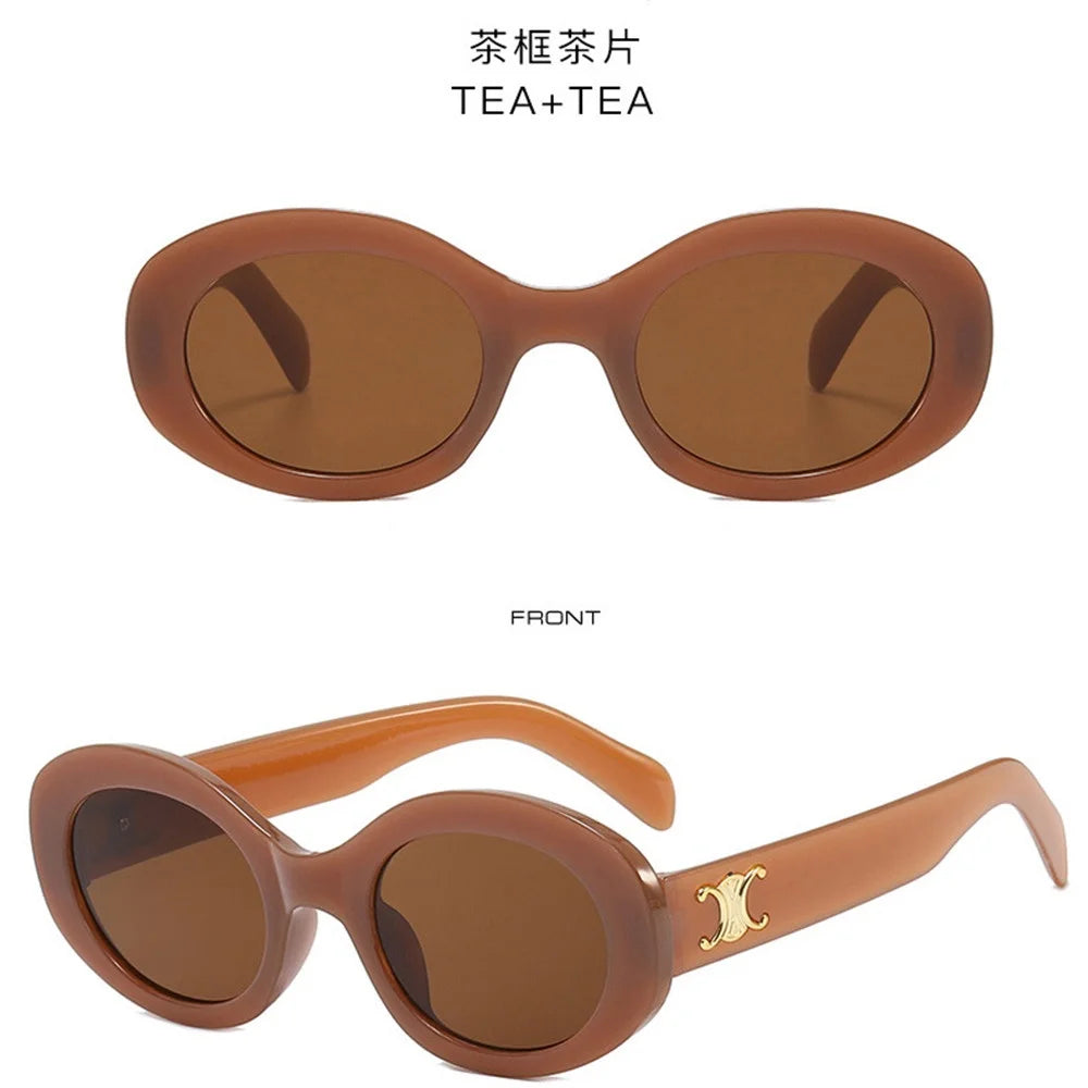 unisex fashion Vintage Oval PC Frame Sunglasses Outdoor Anti-UV Glasses Eyewear