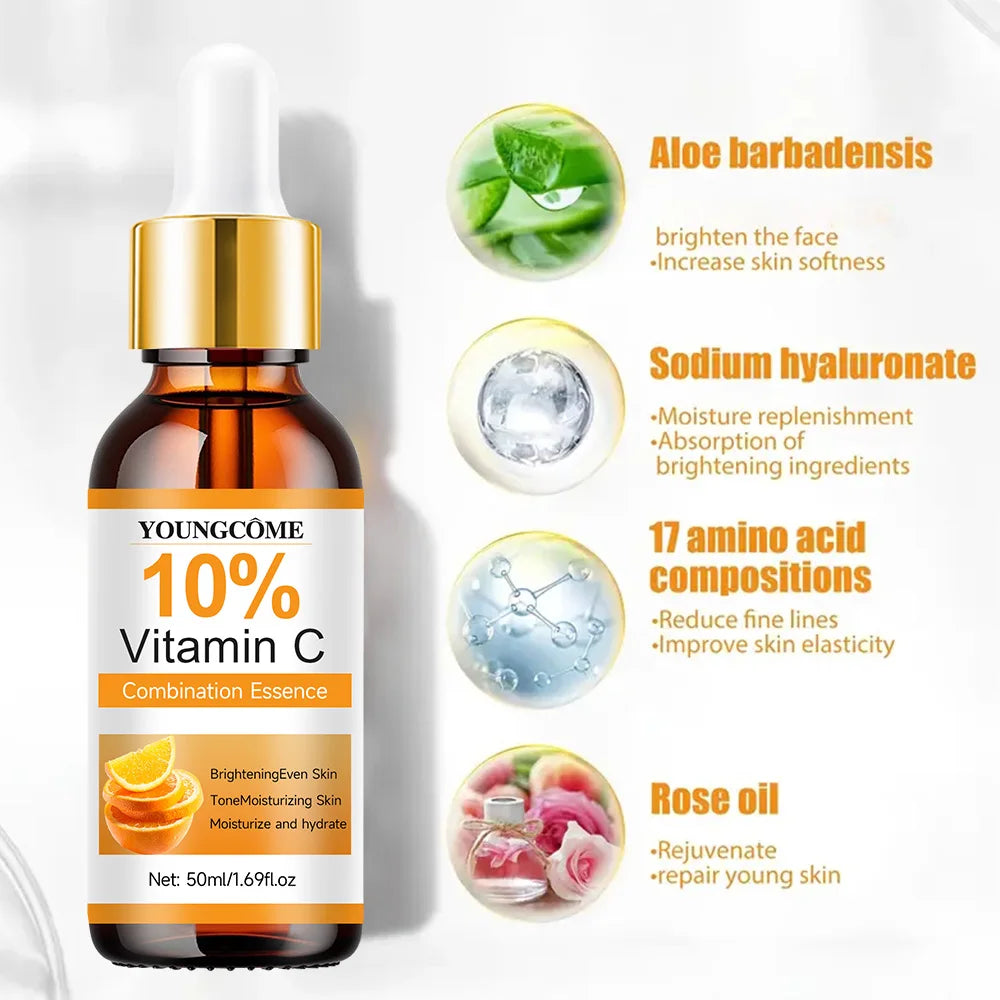 Vitamin C Facial Essence Contains Hyaluronic Acid Dark Spot Remover Repair Anti-aging Essence Facial Skin Care Repair Collagen