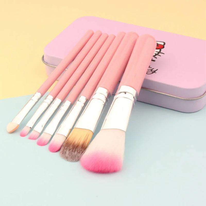 Kawaii Hello Kitty Makeup Brush Set Cute Blush Eyebrow Lip Eye Shadow Brush Beauty Tools Girl Facial Beauty Make Up Brushes Gift