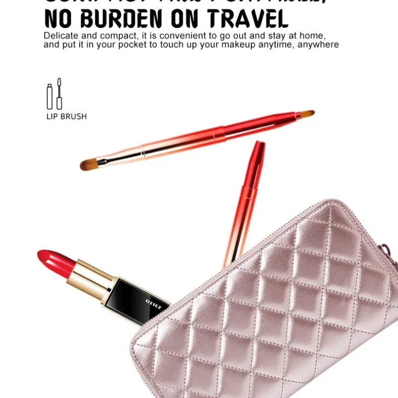 Retractable Lipstick Brushes Double Headed Professional Lip Gloss Brush Applicator with Protect Cap Women and Girls Makeup Tool