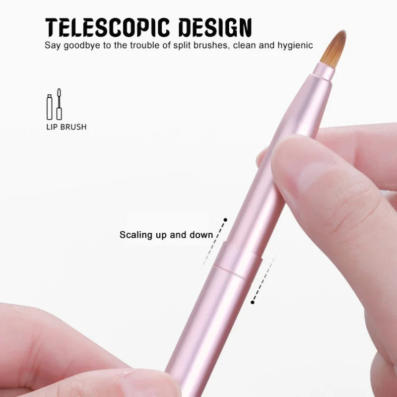 Retractable Lipstick Brushes Double Headed Professional Lip Gloss Brush Applicator with Protect Cap Women and Girls Makeup Tool