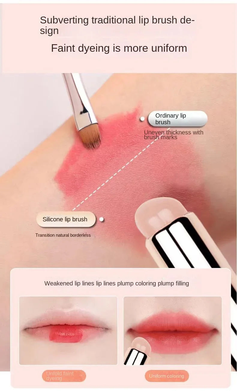 Silicone Lip Brush With Lid Round Head Makeup Brush Lipstick Applicator Multi-Use Mini Concealer Brush Portable Makeup Tool