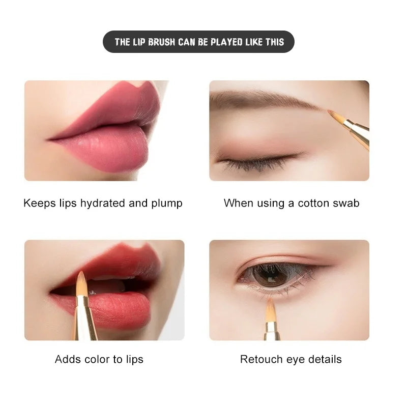 Retractable Lipstick Brushes Double Headed Professional Lip Gloss Brush Applicator with Protect Cap Women and Girls Makeup Tool