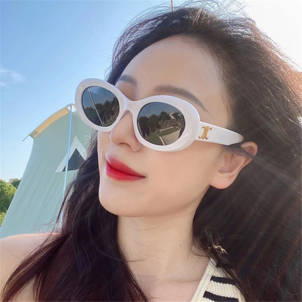 unisex fashion Vintage Oval PC Frame Sunglasses Outdoor Anti-UV Glasses Eyewear