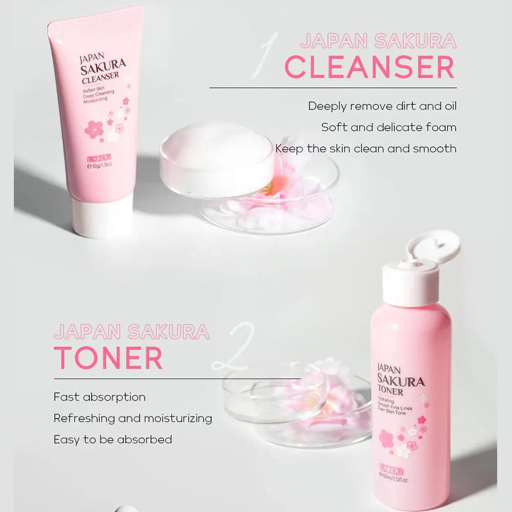 6pcs Sakura Skin Care Set Hydrating Moisturing Smoothing Nourishing Brightening Firming Women Beauty Skincare Product