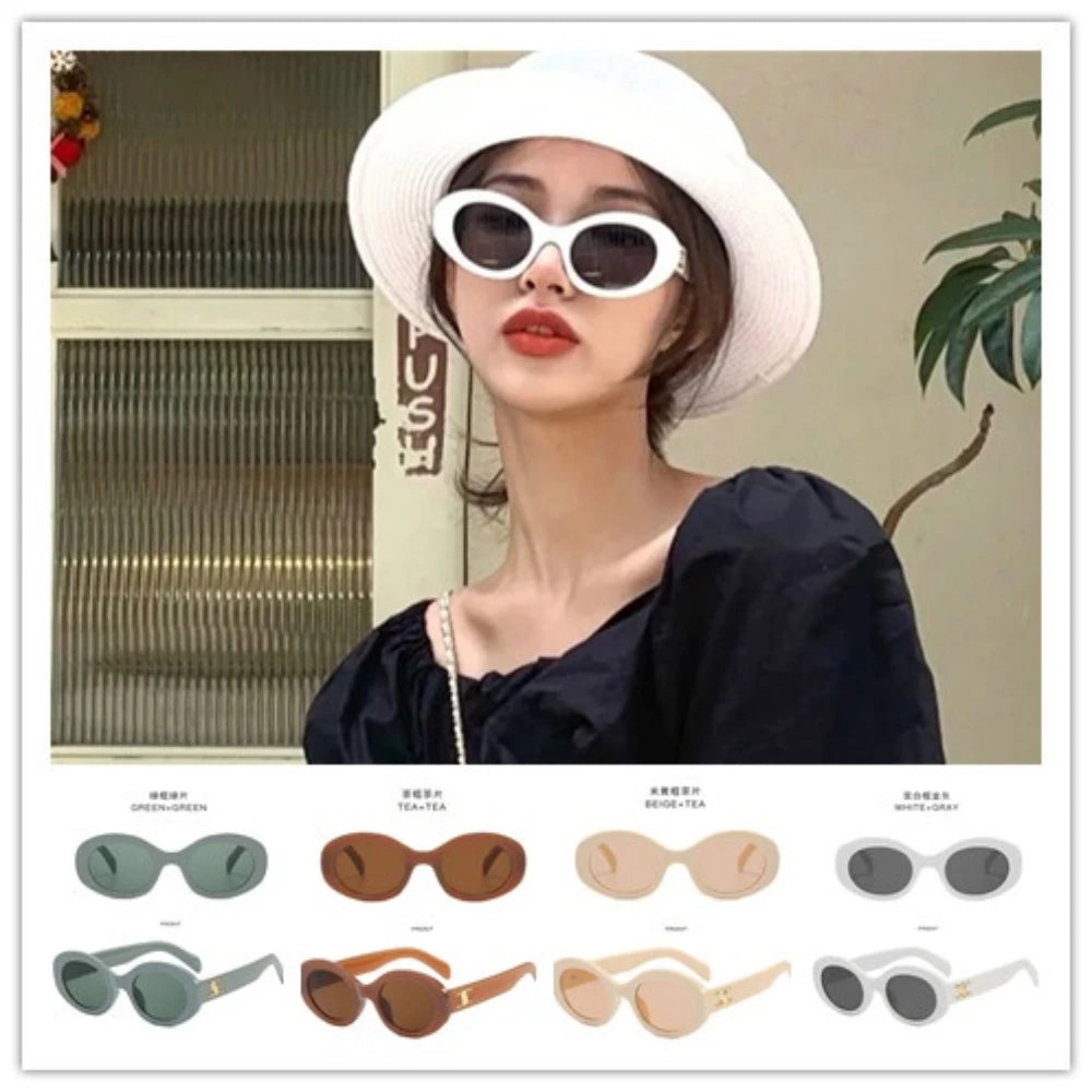 unisex fashion Vintage Oval PC Frame Sunglasses Outdoor Anti-UV Glasses Eyewear