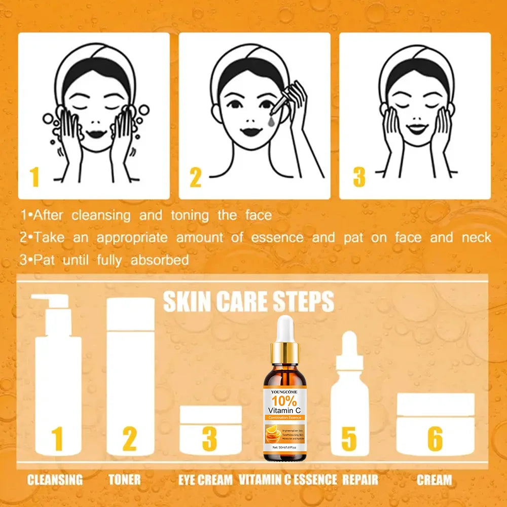 Vitamin C Facial Essence Contains Hyaluronic Acid Dark Spot Remover Repair Anti-aging Essence Facial Skin Care Repair Collagen
