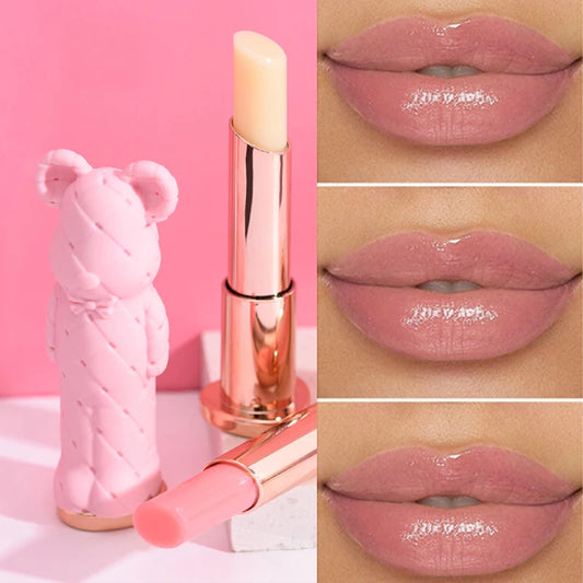 Beauty Glazed Bear Moisturizing Lipstick,Colored Lip Balm,Nourishing Lip stick,Easy To Color,Watery